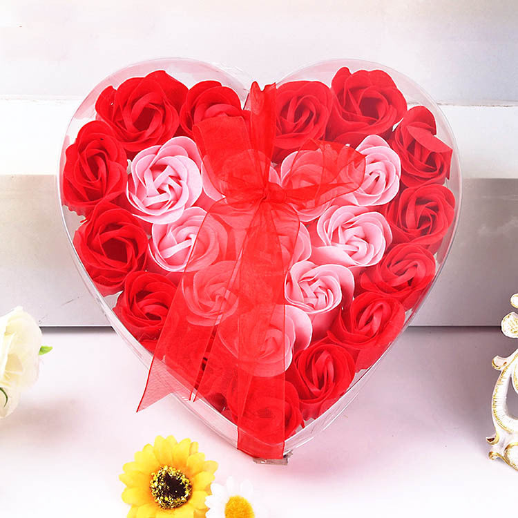 Rose-Scented Soap Flower Heart Gift Box – Romantic Home Décor & Gift