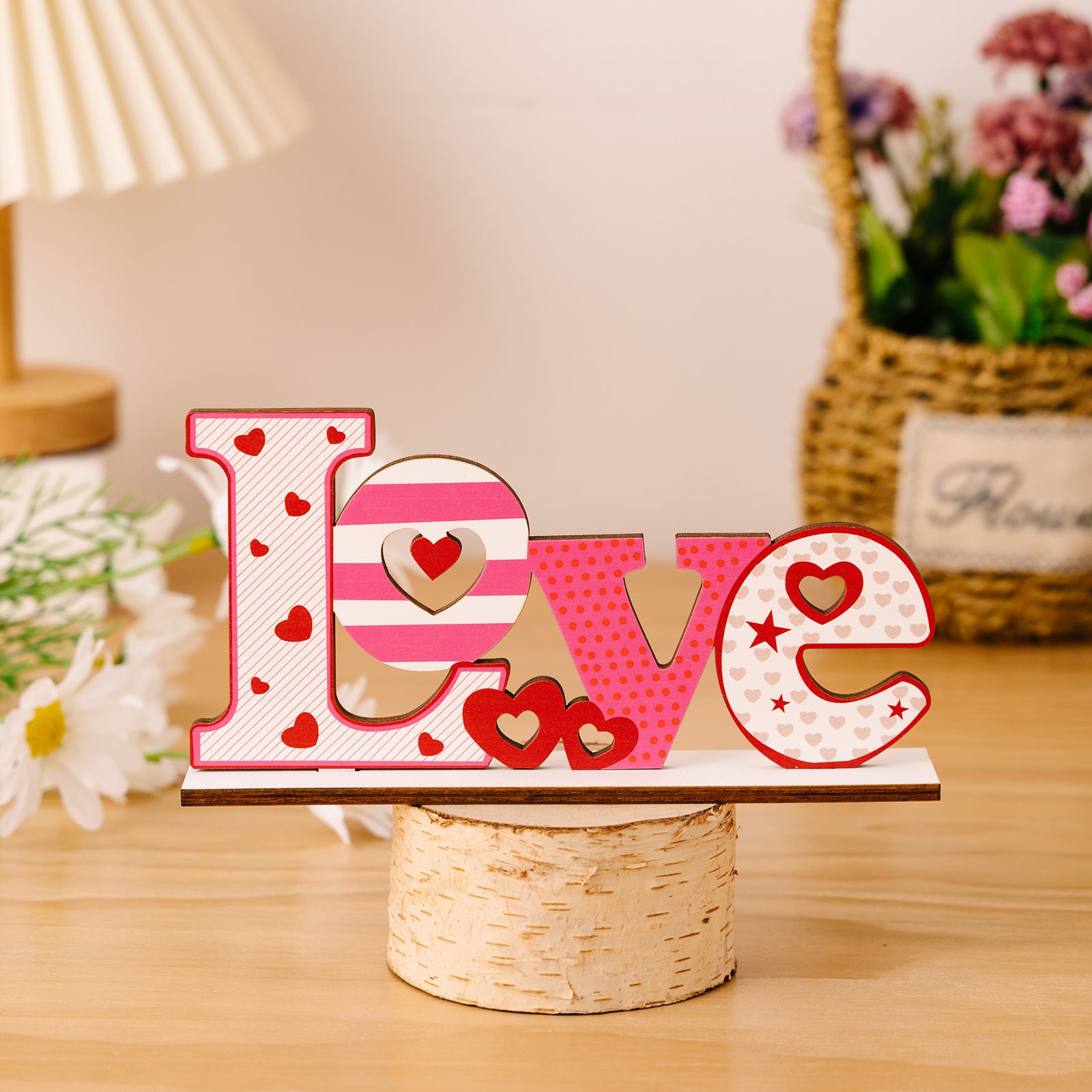 Romantic Heart-Shaped LOVE Wooden Ornament – Hollow Letter Design