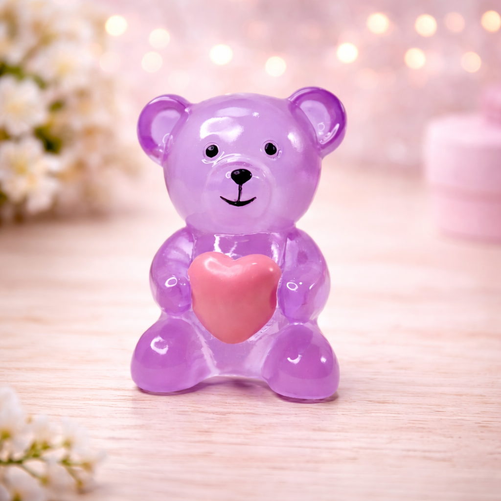Transparent Heart Bear Resin Ornament – Modern Home Décor Accent