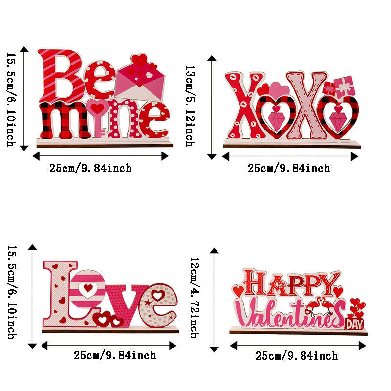 Romantic Heart-Shaped LOVE Wooden Ornament – Hollow Letter Design