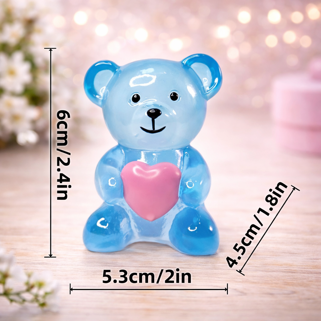 Transparent Heart Bear Resin Ornament – Modern Home Décor Accent