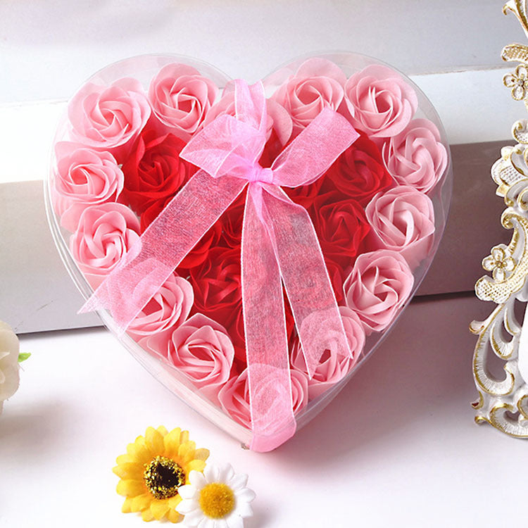 Rose-Scented Soap Flower Heart Gift Box – Romantic Home Décor & Gift