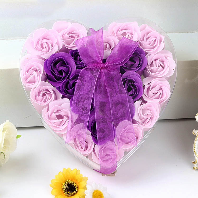 Rose-Scented Soap Flower Heart Gift Box – Romantic Home Décor & Gift