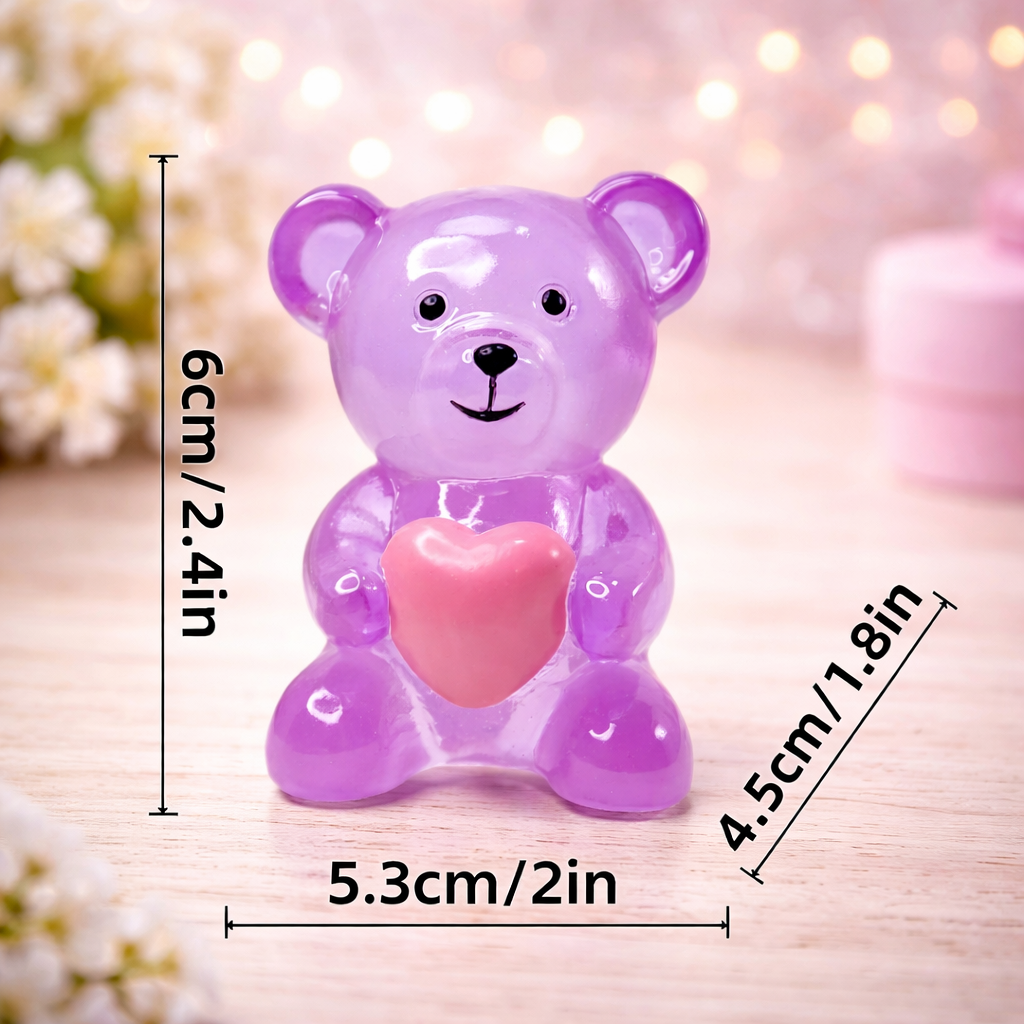 Transparent Heart Bear Resin Ornament – Modern Home Décor Accent