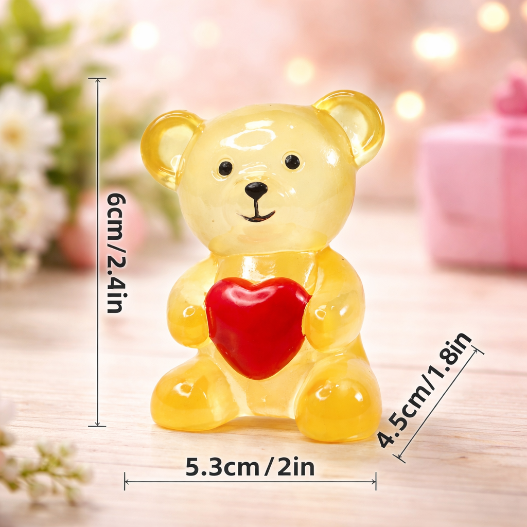 Transparent Heart Bear Resin Ornament – Modern Home Décor Accent